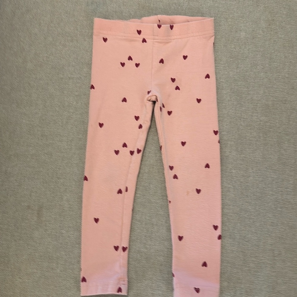 Pink Leggings with Red Hearts